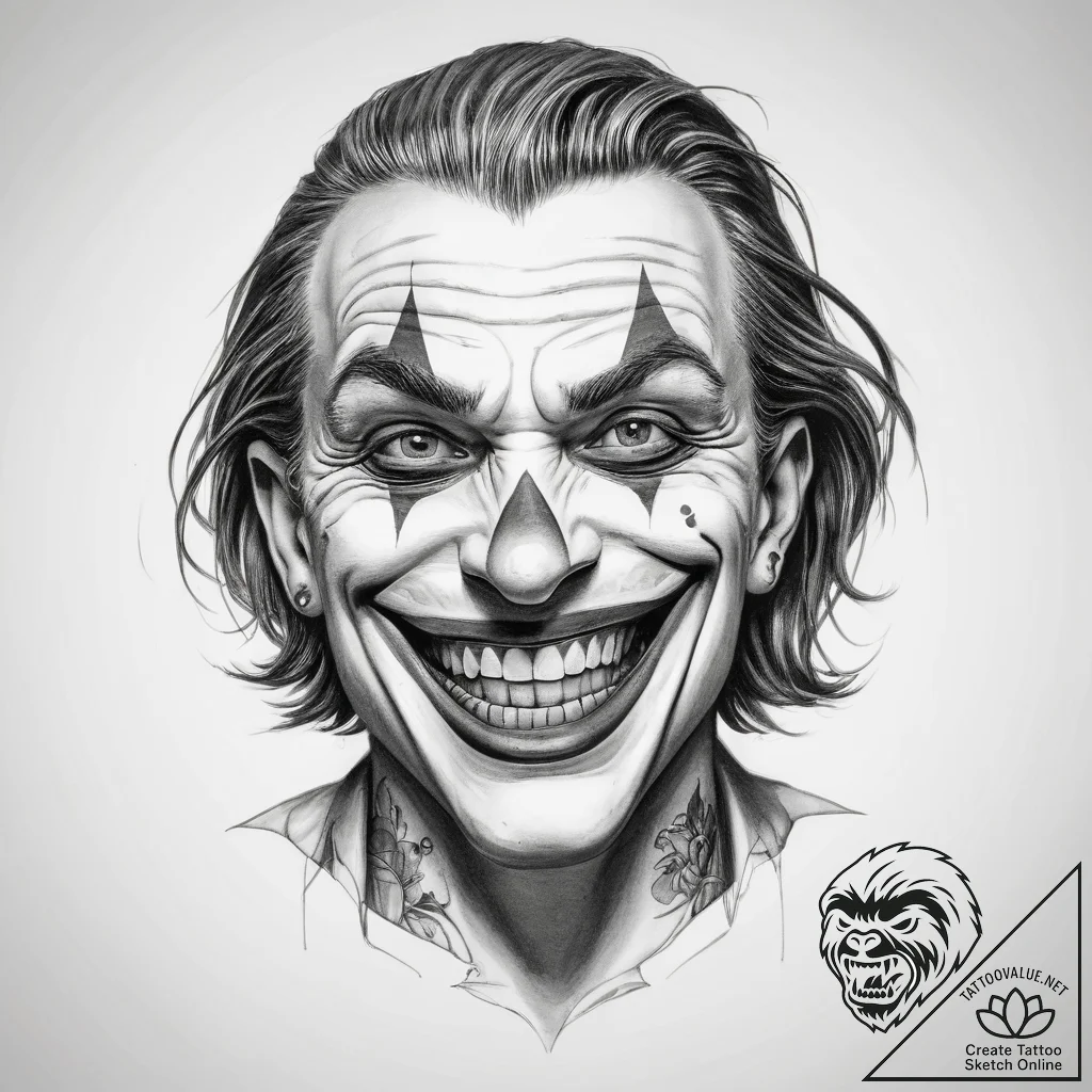 Tattoo sketch joker smile - tattoo sketch (№1757977932_0, 15.09.2025 23:12) — tattoovalue.net