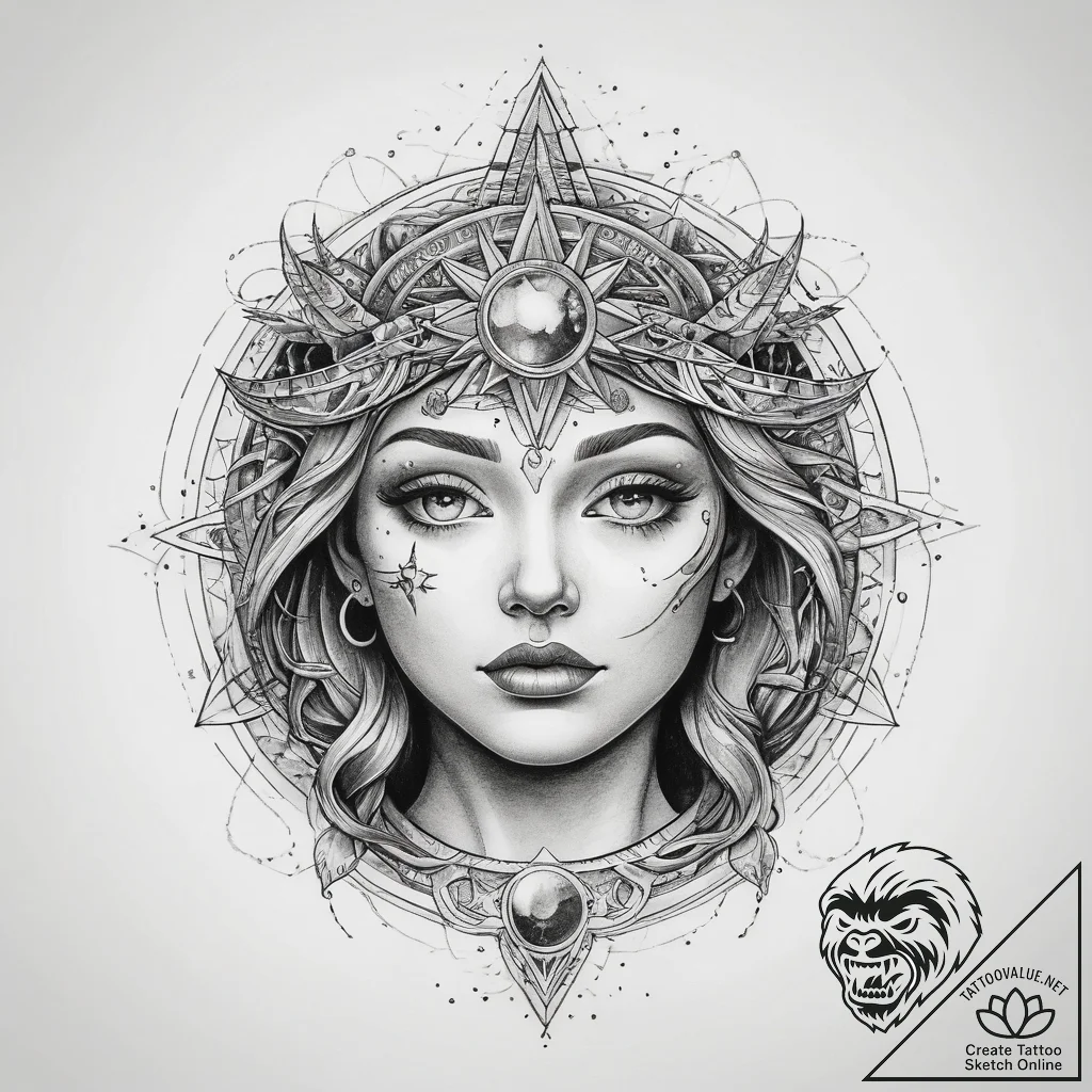 Tattoo sketch cosmic story - tattoo sketch (№1757978128_0, 15.09.2025 23:15) — tattoovalue.net