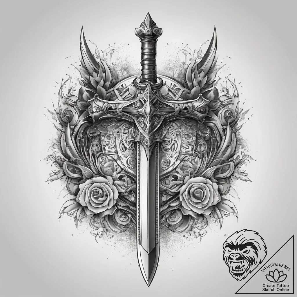 Tattoo sketch sword, ink illustration for tat... - tattoo sketch (№1757978714_0, 15.09.2025 23:25) — tattoovalue.net