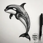 Tattoo sketch puns a killer whale that says “… – tattoo sketch (№1757979105_0, 15.09.2025 23:31) — tattoovalue.net