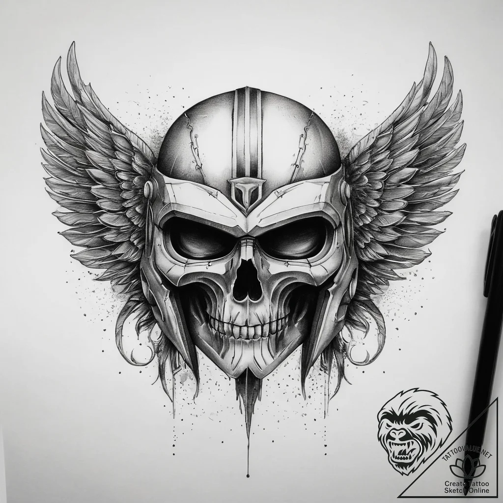 Tattoo sketch winged helmet, concept art for... - tattoo sketch (№1757979508_0, 15.09.2025 23:38) — tattoovalue.net