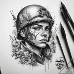 Tattoo sketch soldier with a scissors, tattoo… – tattoo sketch (№1757981864_0, 16.09.2025 00:17) — tattoovalue.net