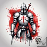 Tattoo sketch crusader knight with a cross, t… – tattoo sketch (№1757982847_0, 16.09.2025 00:34) — tattoovalue.net