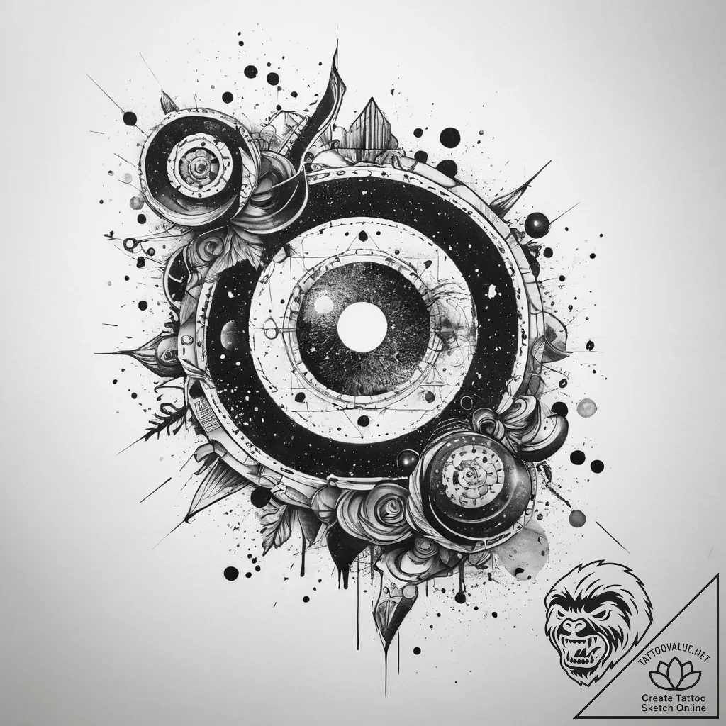 Tattoo sketch cosmic universe, artistic tatto... - tattoo sketch (№1757985413_0, 16.09.2025 01:16) — tattoovalue.net