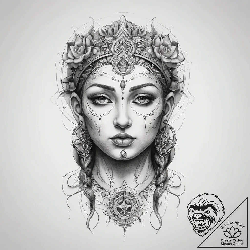 Tattoo sketch spiritual spirit - tattoo sketch (№1757985607_0, 16.09.2025 01:20) — tattoovalue.net