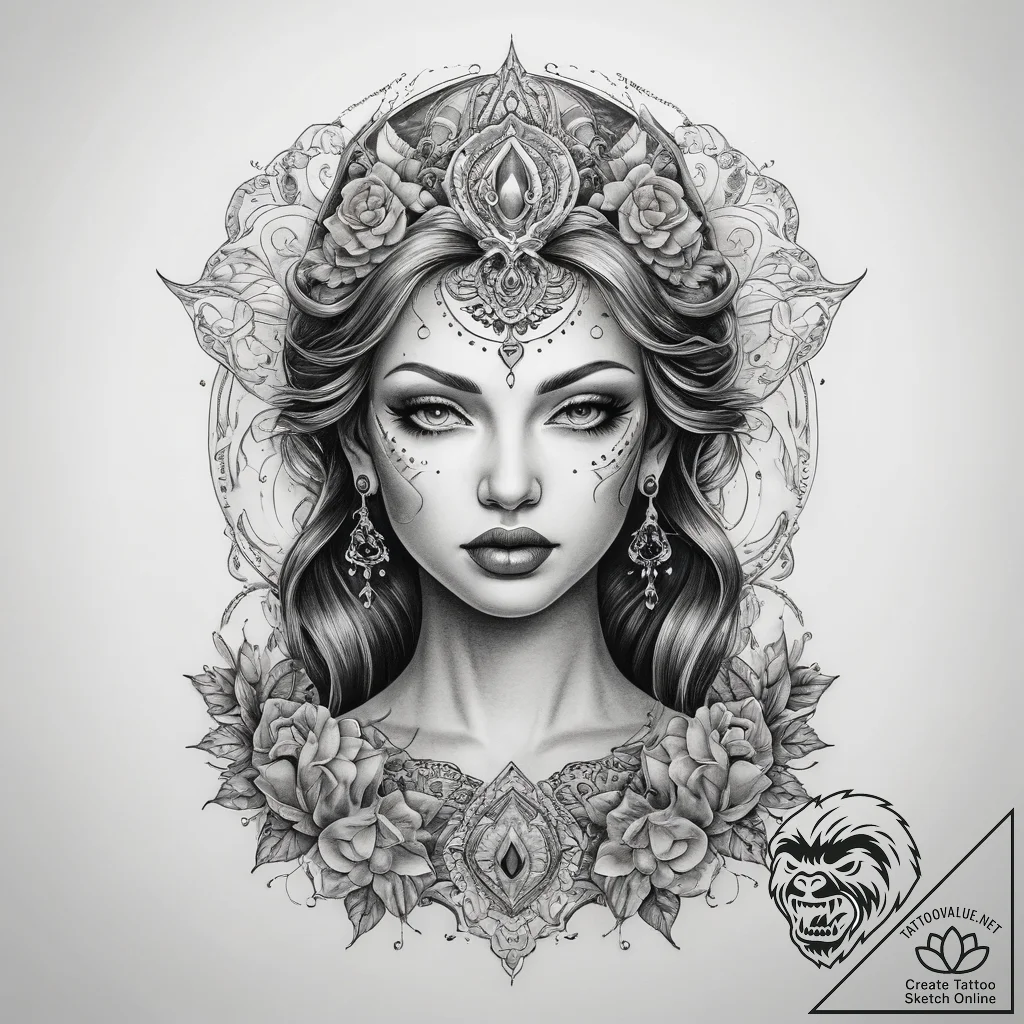 Tattoo sketch divine self - tattoo sketch (№1757986591_0, 16.09.2025 01:36) — tattoovalue.net