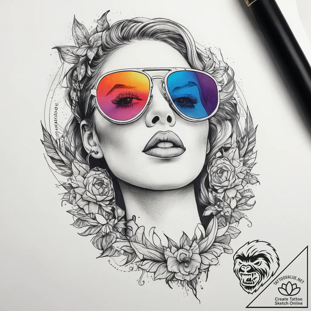 Tattoo sketch sunglasses with a quote, tattoo... - tattoo sketch (№1757986793_0, 16.09.2025 01:39) — tattoovalue.net
