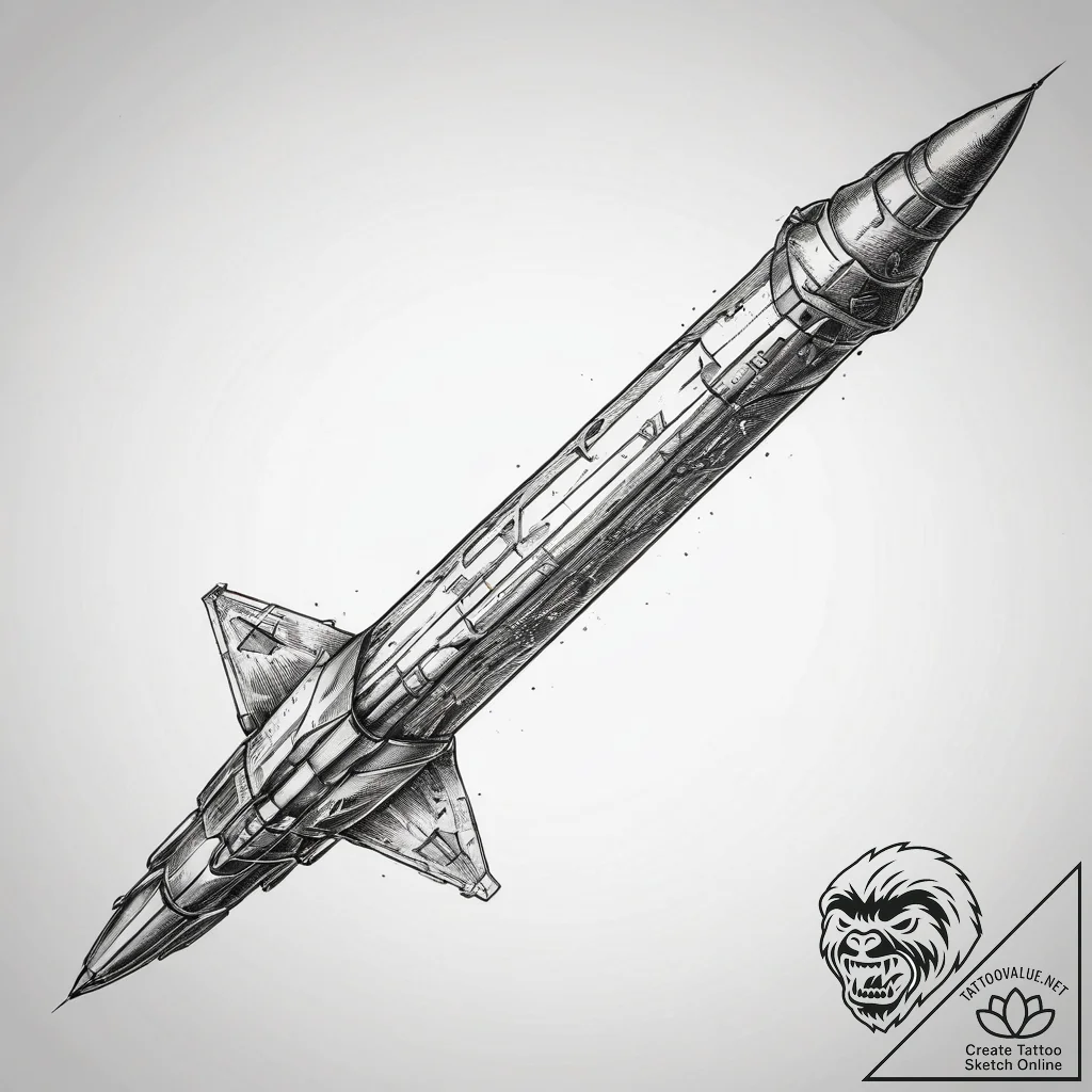Tattoo sketch cold war missile, tattoo line a... - tattoo sketch (№1757987180_0, 16.09.2025 01:46) — tattoovalue.net