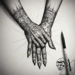 Tattoo sketch hands with a laser, tattoo sket… – tattoo sketch (№1757987781_0, 16.09.2025 01:56) — tattoovalue.net