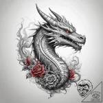 Tattoo sketch dragon with a treasure, ink ill… – tattoo sketch (№1757990566_0, 16.09.2025 02:42) — tattoovalue.net
