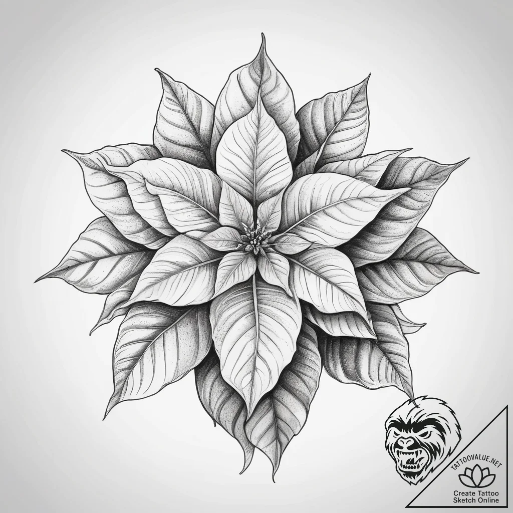 Tattoo sketch poinsettia flower - tattoo sketch (№1757990954_0, 16.09.2025 02:49) — tattoovalue.net