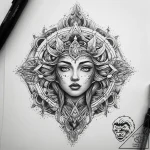 Tattoo sketch cosmic identity, tattoo flash s… – tattoo sketch (№1757991341_0, 16.09.2025 02:55) — tattoovalue.net