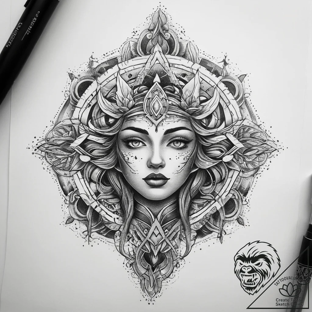 Tattoo sketch cosmic identity, tattoo flash s... - tattoo sketch (№1757991341_0, 16.09.2025 02:55) — tattoovalue.net