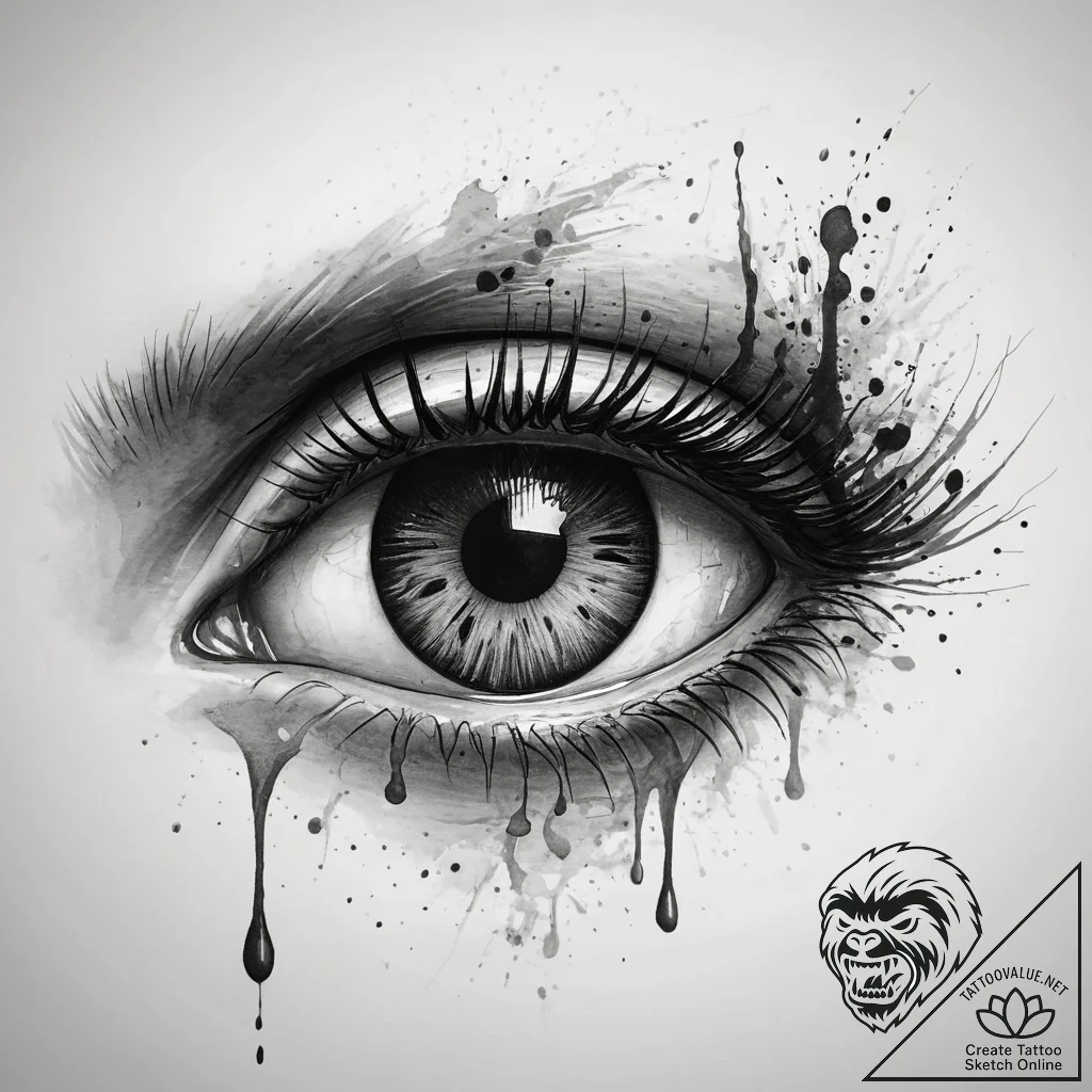 Tattoo sketch узор в виде глаза с кровью, ink... - tattoo sketch (№1757994506_0, 16.09.2025 03:48) — tattoovalue.net