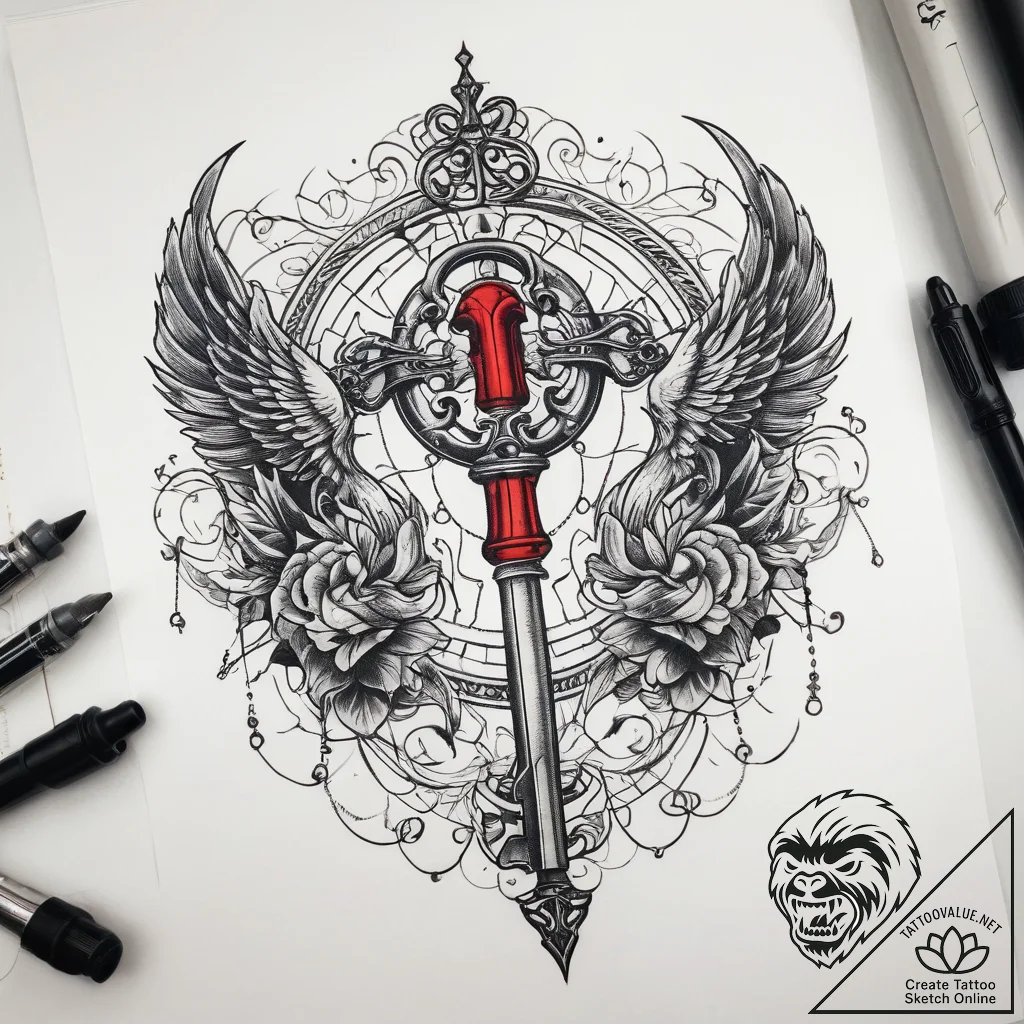 Tattoo sketch hands with a key, tattoo line a... - tattoo sketch (№1757995282_0, 16.09.2025 04:01) — tattoovalue.net