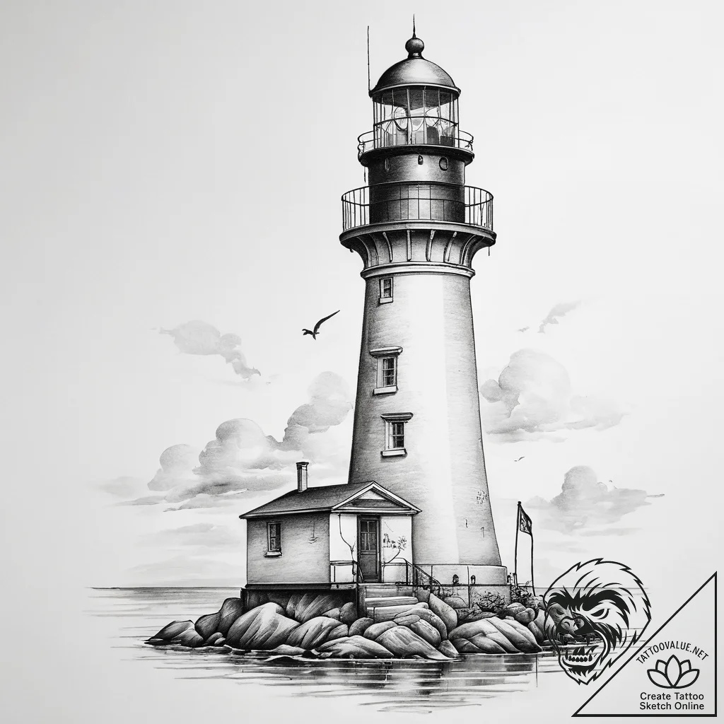 Tattoo sketch lighthouse - tattoo sketch (№1757995863_0, 16.09.2025 04:11) — tattoovalue.net