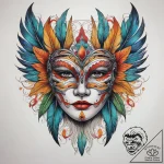 Tattoo sketch feathered mask tattoo, tattoo f… – tattoo sketch (№1757996251_0, 16.09.2025 04:17) — tattoovalue.net