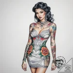 Tattoo sketch cocktail dress with a quote, ar… – tattoo sketch (№1757996833_0, 16.09.2025 04:27) — tattoovalue.net