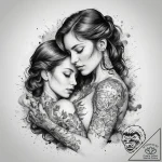 Tattoo sketch a mother’s embrace, tattoo sket… – tattoo sketch (№1757999353_0, 16.09.2025 05:09) — tattoovalue.net
