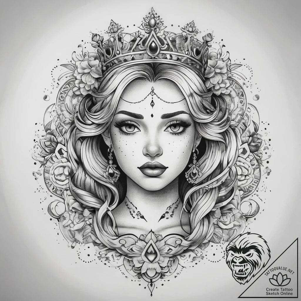 Tattoo sketch princess, tattoo flash sheet de... - tattoo sketch (№1757999551_0, 16.09.2025 05:12) — tattoovalue.net