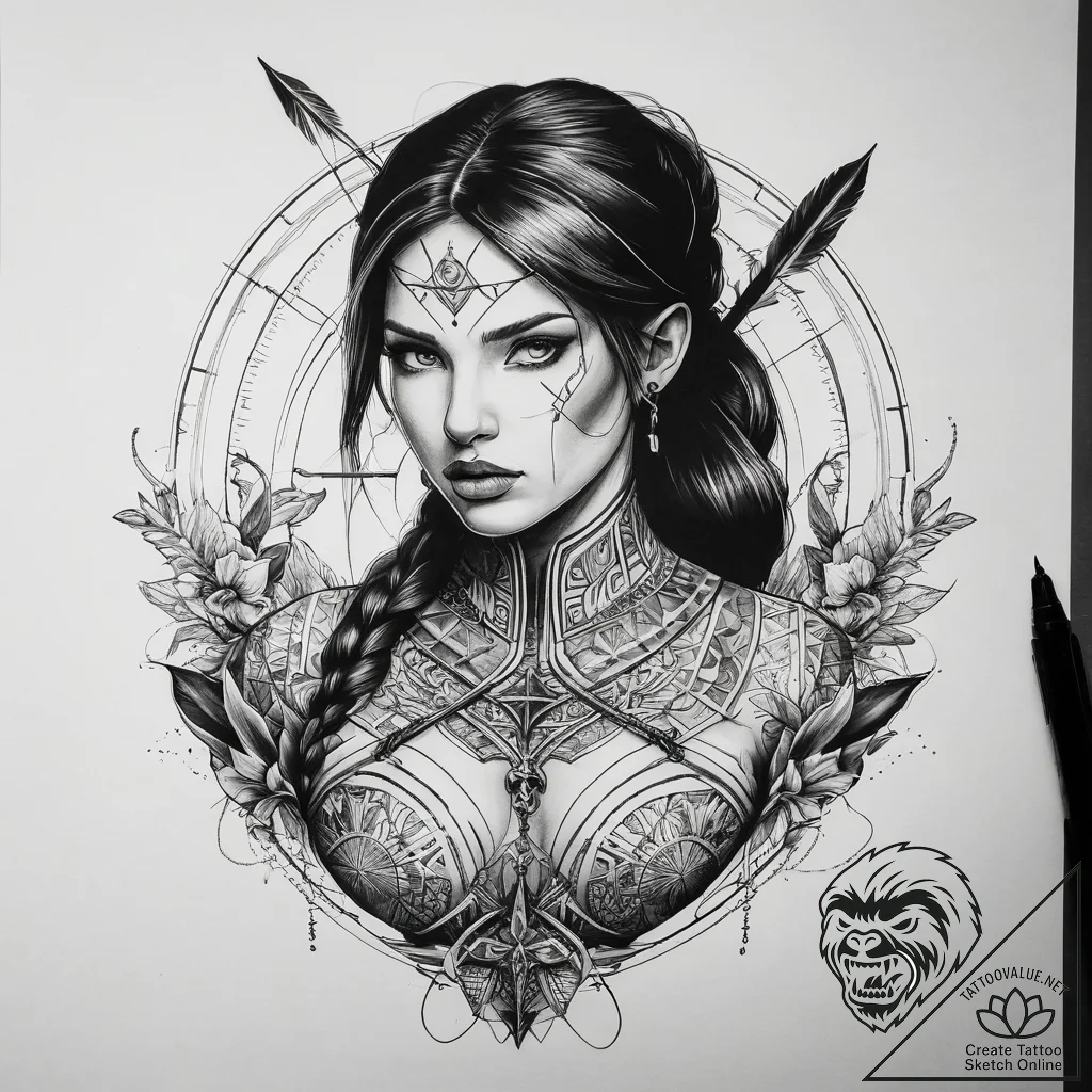 Tattoo sketch archer, tattoo sketch design, b... - tattoo sketch (№1757999951_0, 16.09.2025 05:19) — tattoovalue.net