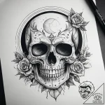 Tattoo sketch узор в виде черепа с луной, ink… – tattoo sketch (№1758001313_0, 16.09.2025 05:41) — tattoovalue.net