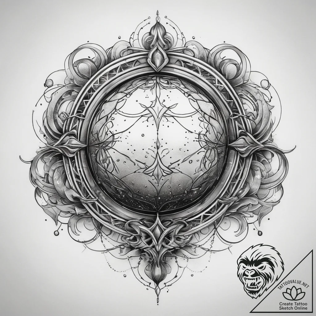 Tattoo sketch cosmic sphere, tattoo line art,... - tattoo sketch (№1758003465_0, 16.09.2025 06:17) — tattoovalue.net