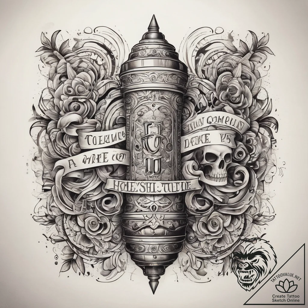 Tattoo sketch bible verse scroll, ink illustr... - tattoo sketch (№1758006239_0, 16.09.2025 07:03) — tattoovalue.net