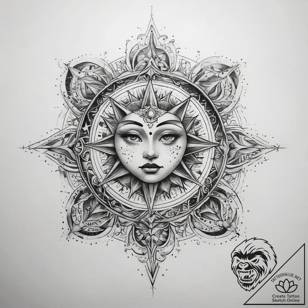 Tattoo sketch celestial tattoo - tattoo sketch (№1758008394_0, 16.09.2025 07:39) — tattoovalue.net