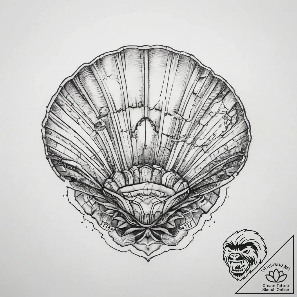 Tattoo sketch shell - tattoo sketch (№1758033569_0, 16.09.2025 14:39) — tattoovalue.net