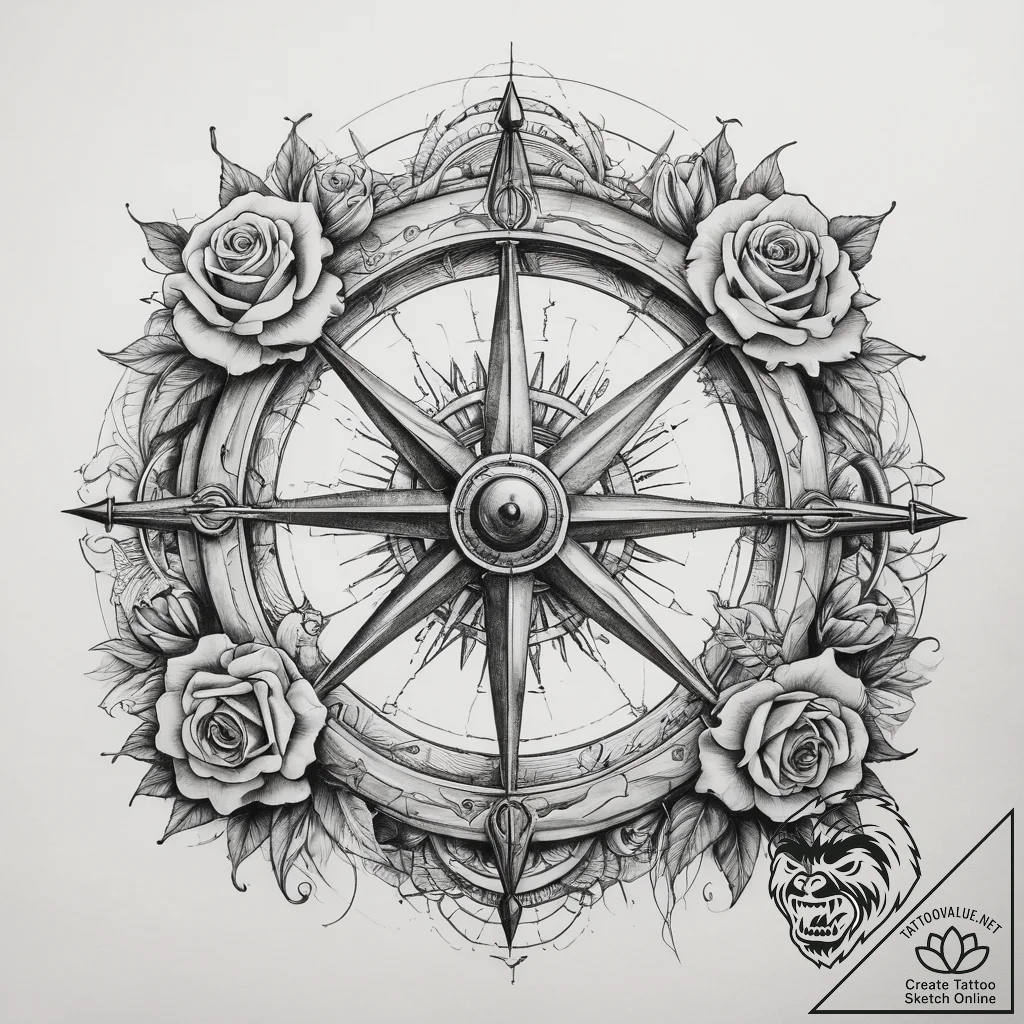 Tattoo sketch sailor ship's wheel, concept ar... - tattoo sketch (№1758033762_0, 16.09.2025 14:42) — tattoovalue.net