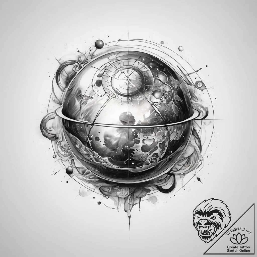 Tattoo sketch cosmic sphere - tattoo sketch (№1758034372_0, 16.09.2025 14:52) — tattoovalue.net
