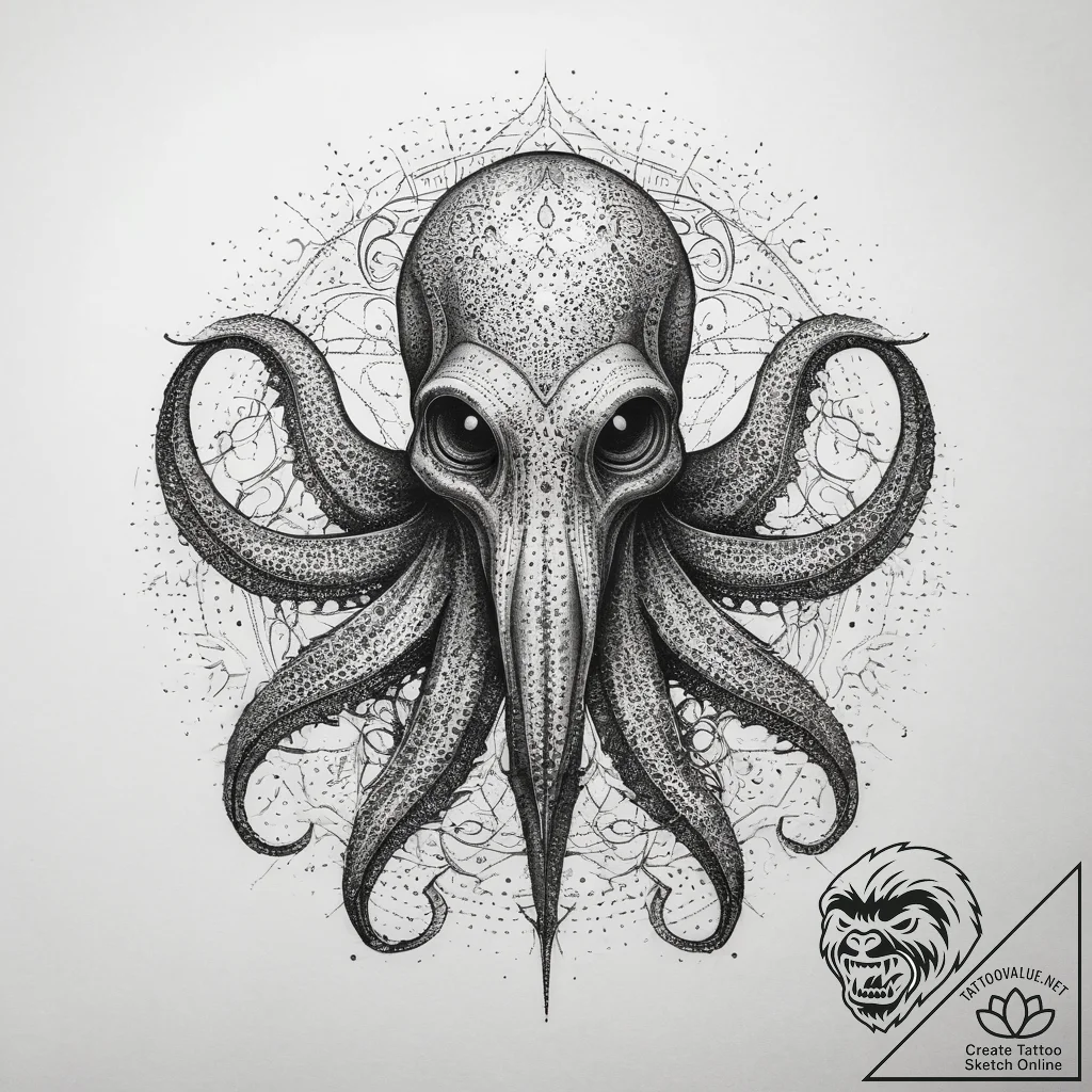 Tattoo sketch vampire squid, tattoo sketch de... - tattoo sketch (№1758034568_0, 16.09.2025 14:56) — tattoovalue.net