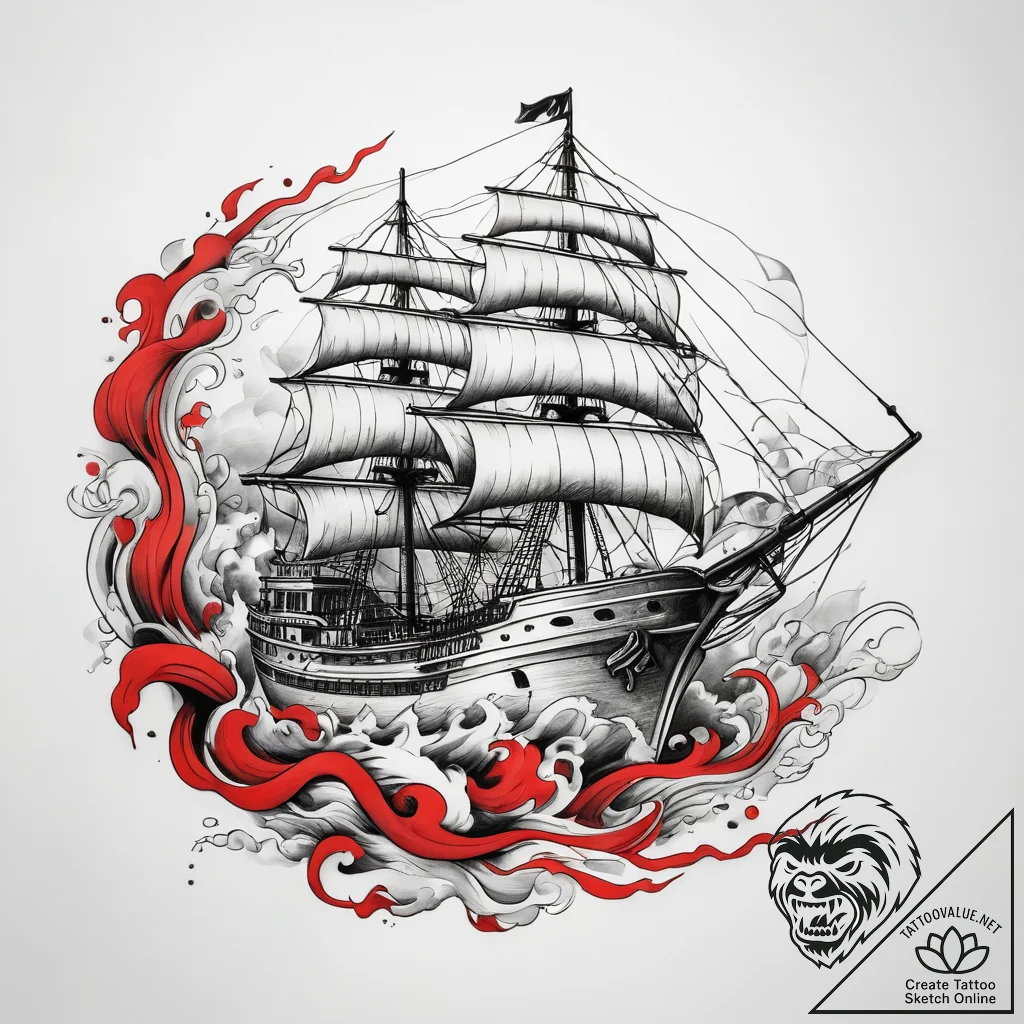 Tattoo sketch ship, tattoo drawing outline, o... - tattoo sketch (№1758036136_0, 16.09.2025 15:22) — tattoovalue.net