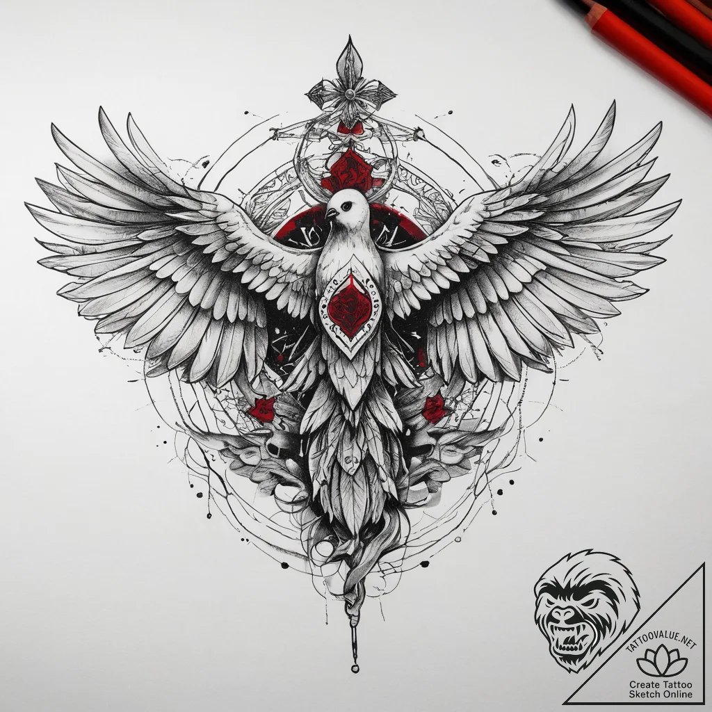 Tattoo sketch holy ghost, artistic tattoo ske... - tattoo sketch (№1758037309_0, 16.09.2025 15:41) — tattoovalue.net