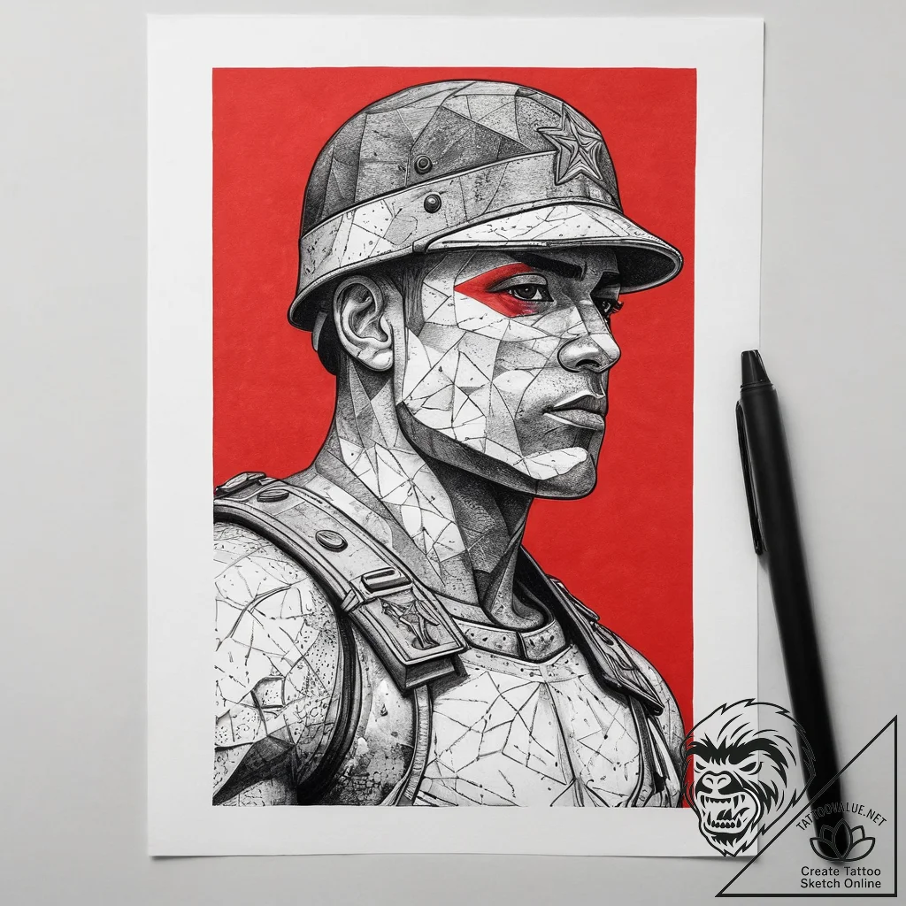 Tattoo sketch soldier with a letter, artistic... - tattoo sketch (№1758037505_0, 16.09.2025 15:45) — tattoovalue.net