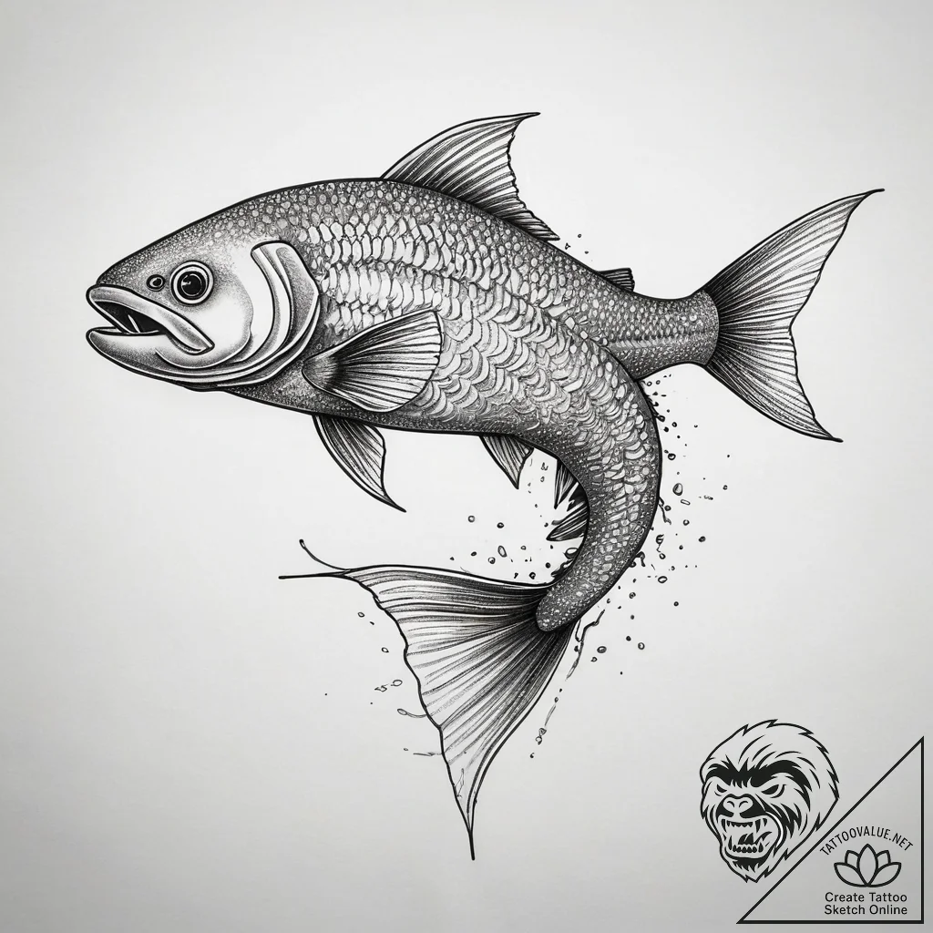 Tattoo sketch coho salmon, tattoo line art, l... - tattoo sketch (№1758037892_0, 16.09.2025 15:51) — tattoovalue.net