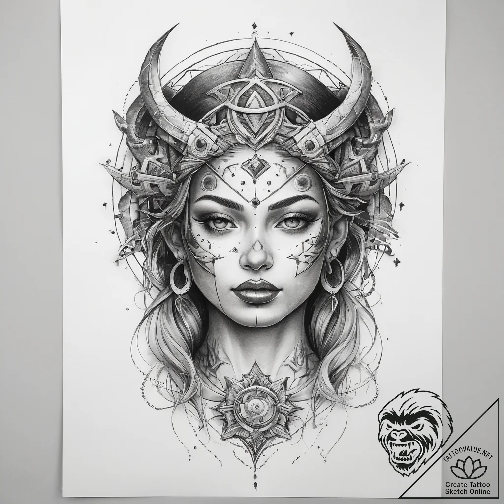 Tattoo sketch cosmic character - tattoo sketch (№1758038087_0, 16.09.2025 15:54) — tattoovalue.net