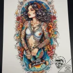 Tattoo sketch skateboarding a skateboard with… – tattoo sketch (№1758038282_0, 16.09.2025 15:58) — tattoovalue.net