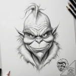 Tattoo sketch the grinch with a wing, tattoo… – tattoo sketch (№1758040245_0, 16.09.2025 16:30) — tattoovalue.net