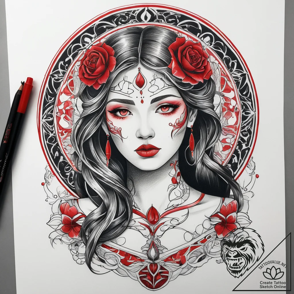 Tattoo sketch goddess tattoo, tattoo drawing... - tattoo sketch (№1758041611_0, 16.09.2025 16:53) — tattoovalue.net