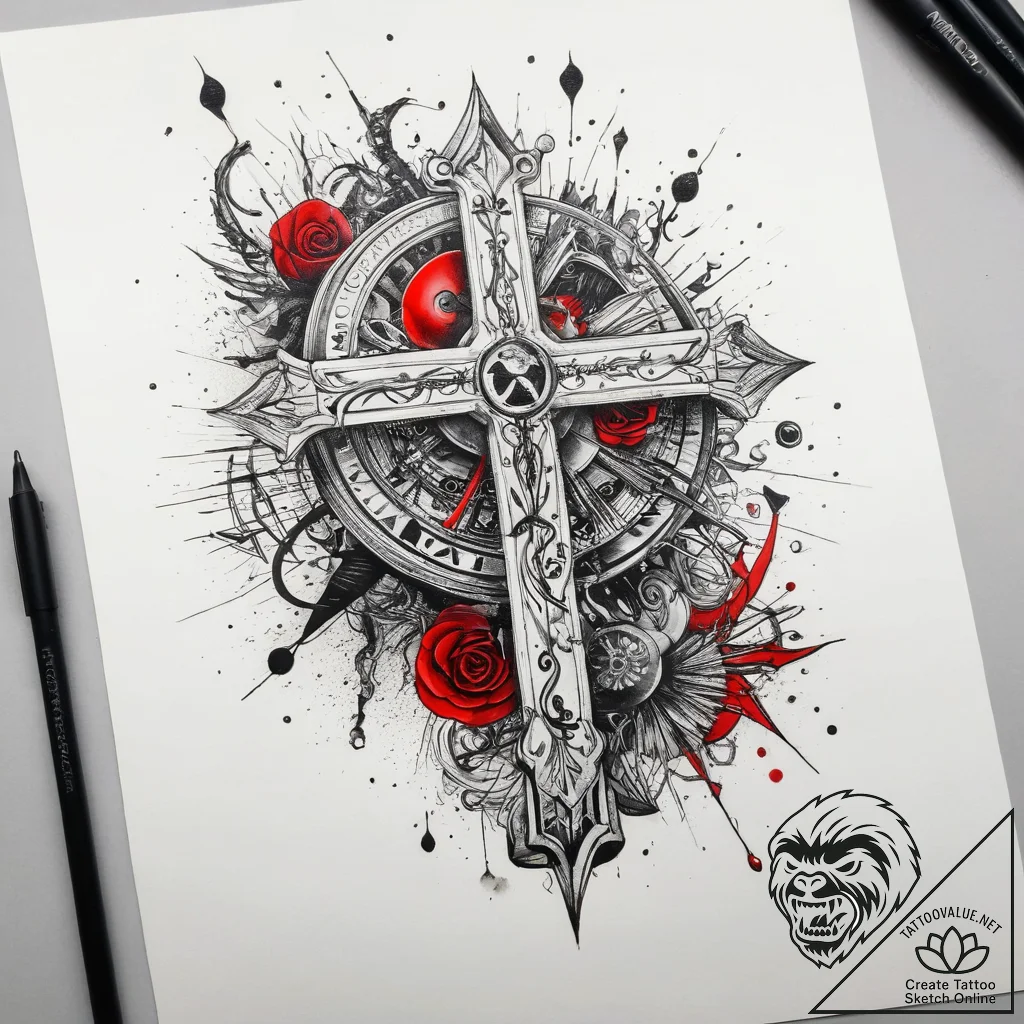 Tattoo sketch celestial music, concept art fo... - tattoo sketch (№1758041998_0, 16.09.2025 16:59) — tattoovalue.net
