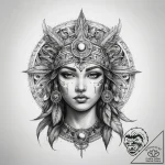 Tattoo sketch inca moon goddess – tattoo sketch (№1758042973_0, 16.09.2025 17:16) — tattoovalue.net