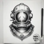 Tattoo sketch deep sea diver helmet – tattoo sketch (№1758044143_0, 16.09.2025 17:35) — tattoovalue.net
