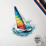 Tattoo sketch windsurfing on a wave, concept… – tattoo sketch (№1758044915_0, 16.09.2025 17:48) — tattoovalue.net