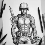 Tattoo sketch soldier with a scissors, tattoo… – tattoo sketch (№1758045108_0, 16.09.2025 17:51) — tattoovalue.net