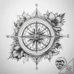 Tattoo sketch compass with a flower – tattoo sketch (№1758046467_0, 16.09.2025 18:14) — tattoovalue.net
