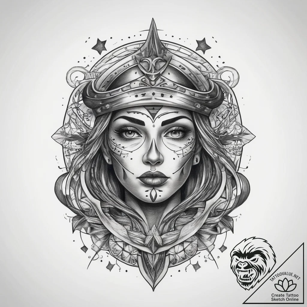 Tattoo sketch cosmic portrayal, tattoo drawin... - tattoo sketch (№1758046854_0, 16.09.2025 18:20) — tattoovalue.net