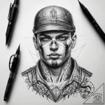 Tattoo sketch soldier with a scissors, tattoo… – tattoo sketch (№1758048984_0, 16.09.2025 18:56) — tattoovalue.net