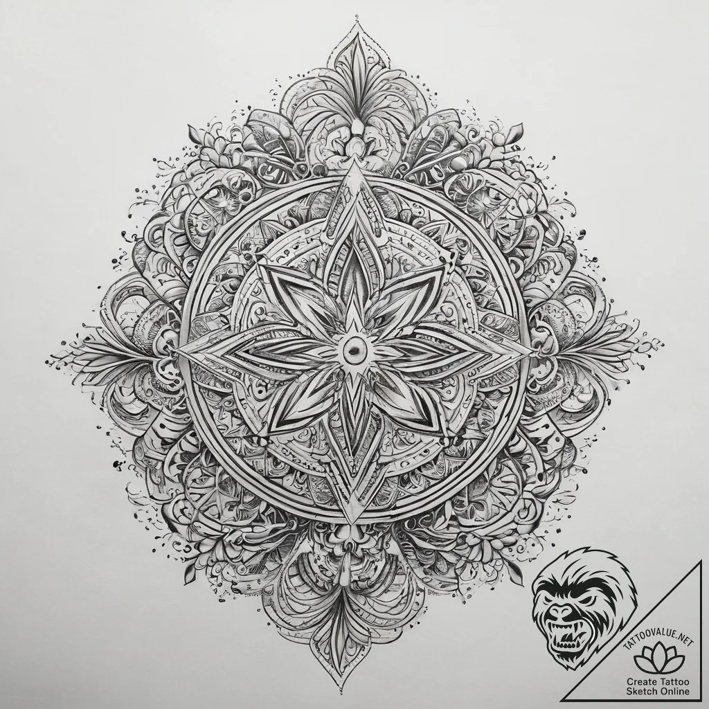 Tattoo sketch mirage, tattoo flash sheet desi... - tattoo sketch (№1758049178_0, 16.09.2025 18:59) — tattoovalue.net